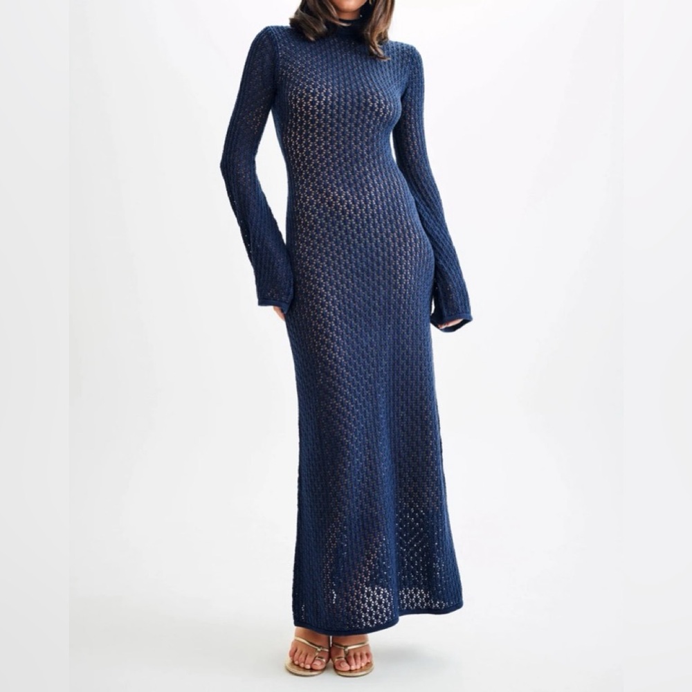 Meshki Navy Long Sleeve Knit Dress